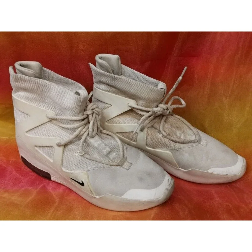 Men's Nike Air Fear Of God 1 Light Bone Size 12 M In one shoe needs to fixed zip